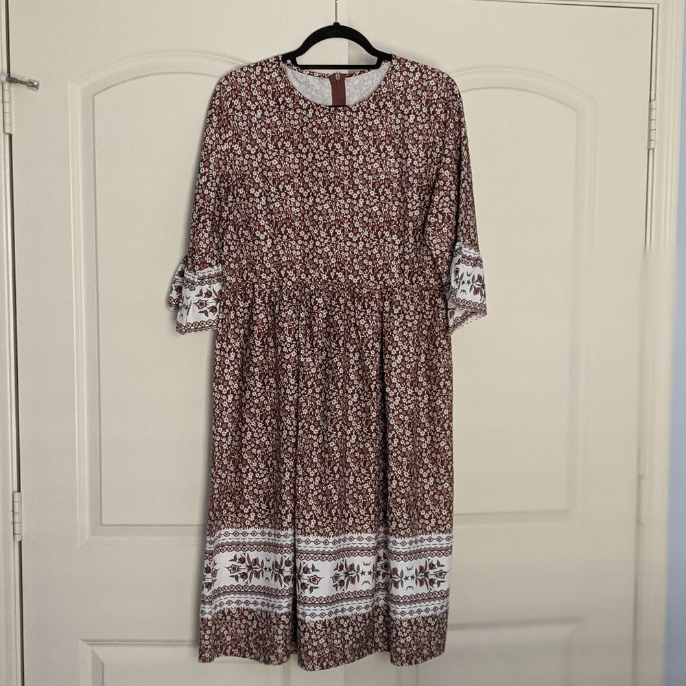 EUC Floral midi dress in fall colors